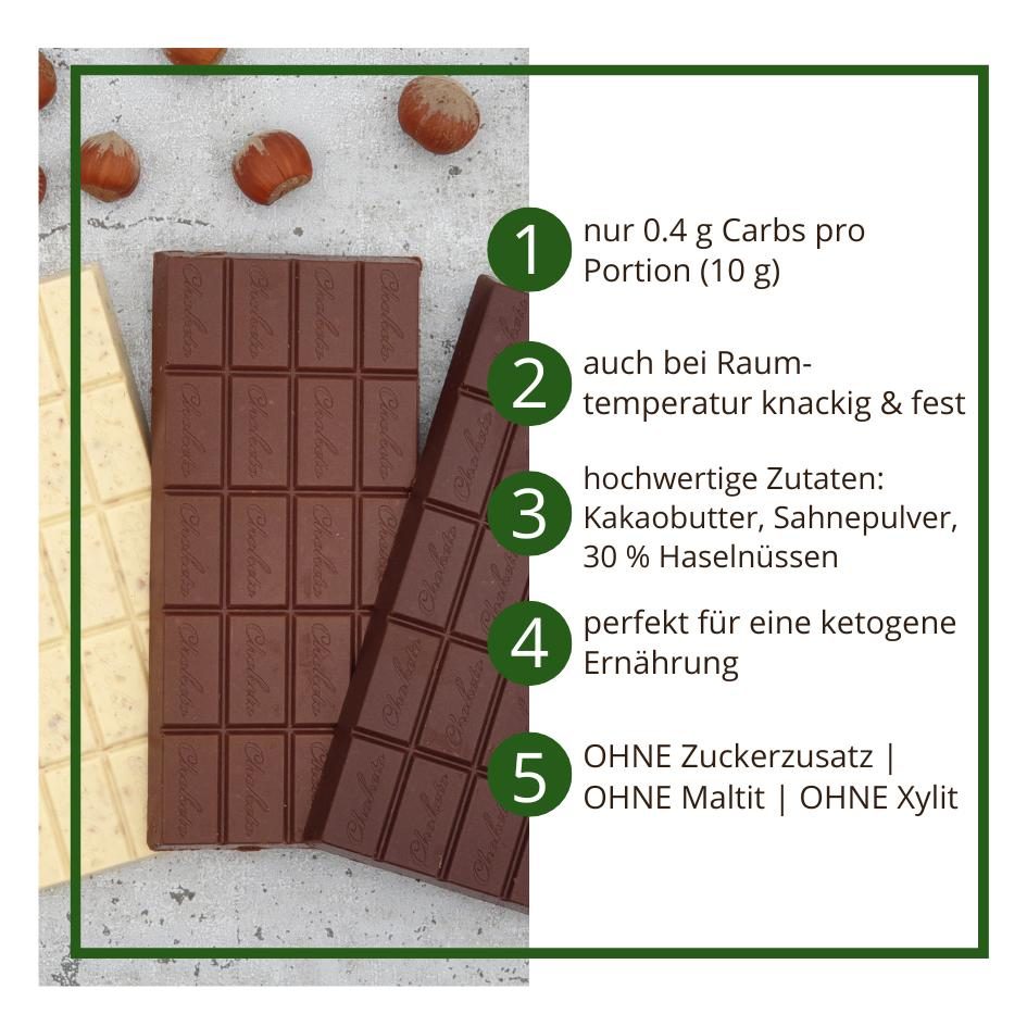 CHOKETO Low Carb & Keto Schokolade Bunter Mix HASELNUSS – 3 Tafeln – handgemacht - ohne Zuckerzusatz – Bild 2