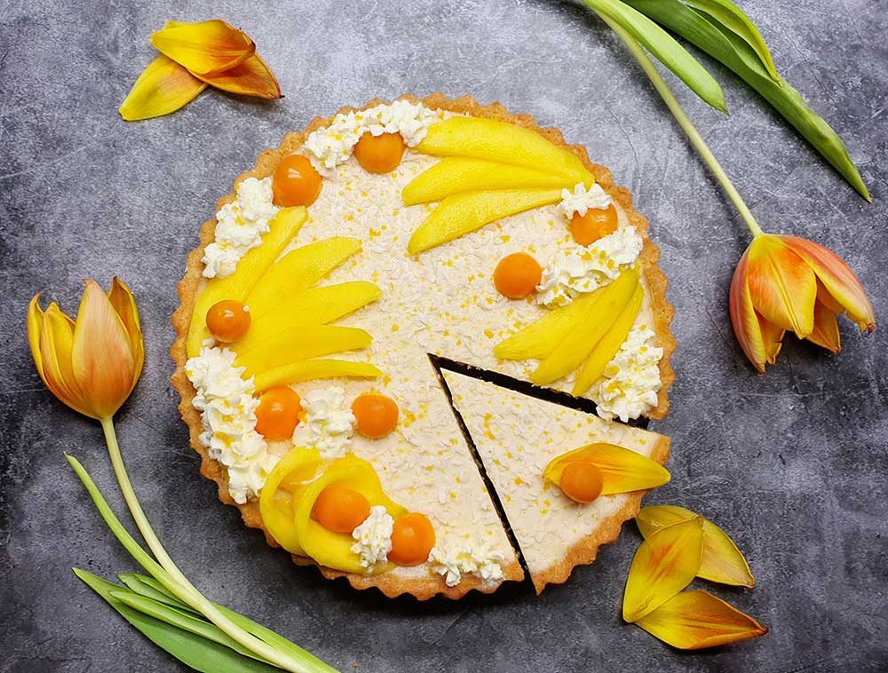 Rezept Mango Kokos Schokoladentarte lowcarb glutenfrei keto