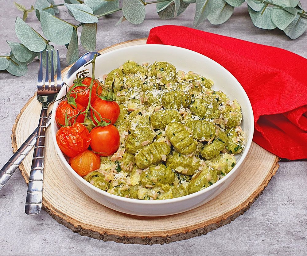 Rezept Spinatgnocchi in Schinken Sahne Soße lowcarb keto glutenfrei