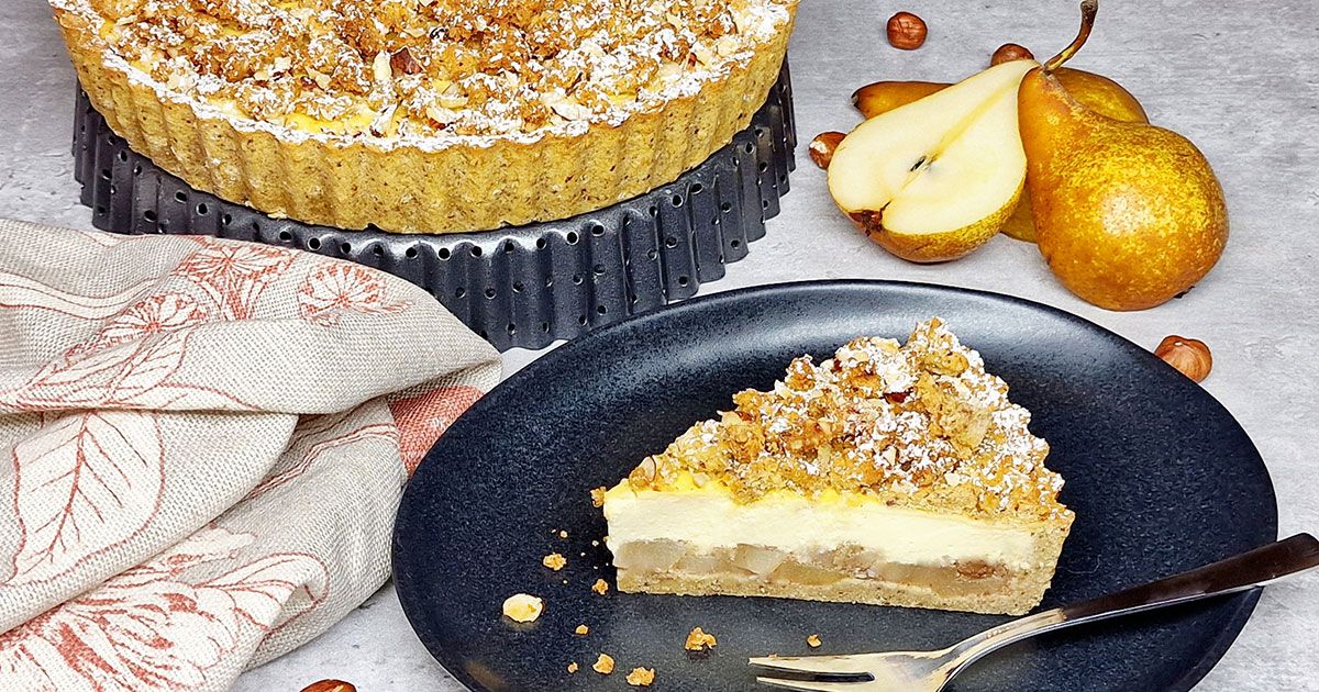 Rezept Birnen-Nuss Cheesecake-Tarte lowcarb glutenfrei - Dr. Almond ...