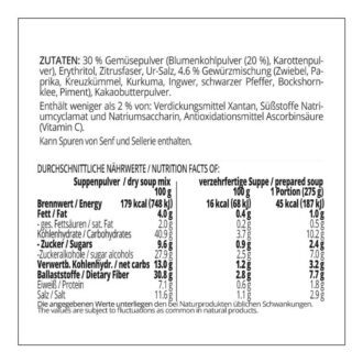 Suppentraum Blumenkohl & Curry Tütensuppe low-carb glutenfrei keto vegan