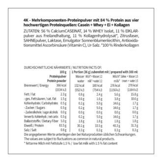 Protein MILCHSHAKE Proteinshake Ketoshake Proteinpulver PUR Neutral - Zutaten Nährwerte