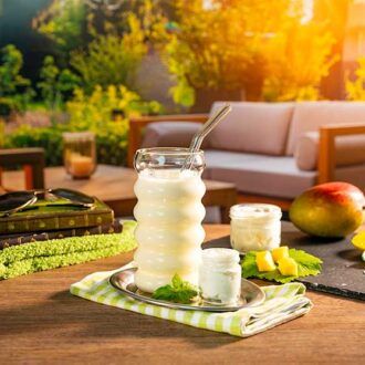 Protein MANGO-JOGHURT MILCHSHAKE Proteinshake Ketoshake Proteinpulver - fertiges Getränk