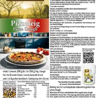 Pizzateig low-carb glutenfrei sojafrei keto Backmischung Pizza Mischung für 2 Pizzen