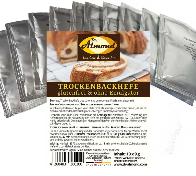 Trockenbackhefe Trockenhefe Backhefe glutenfrei low-carb Hefebrot Hefegebäck