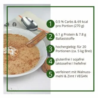 Frühstücksbrei low carb glutenfrei vegan WALNUSS-ZIMT 400 g
