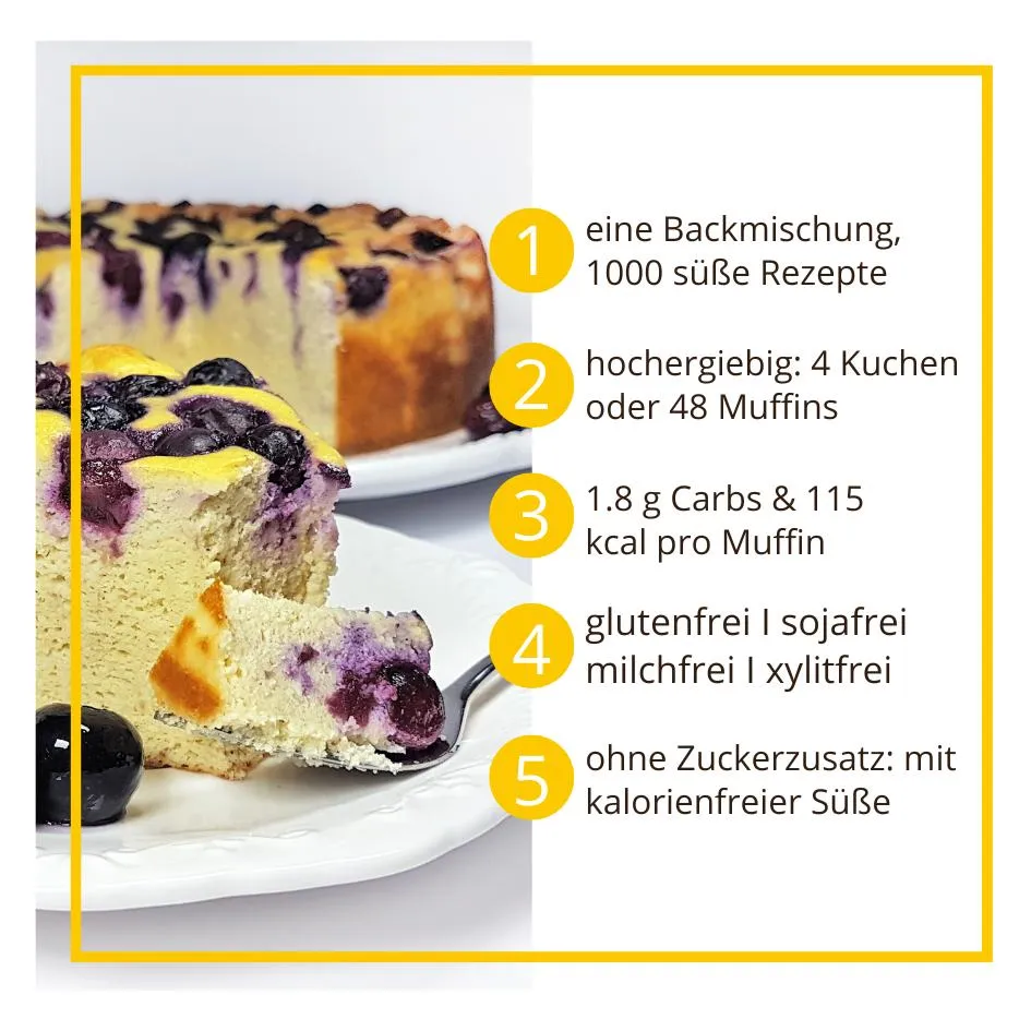 KUCHENZAUBER Classic Backmischung für Kuchen, Muffins, Pfannkuchen und mehr – low-carb, glutenfrei, sojafrei, keto Kuchenmischung