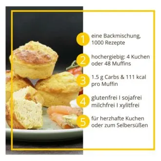 KUCHENZAUBER Ungesüsst Backmischung für süße & herzhafte Kuchen, Muffins, Pfannkuchen und mehr | low-carb | glutenfrei, sojafrei, keto, paleo Kuchenmischung