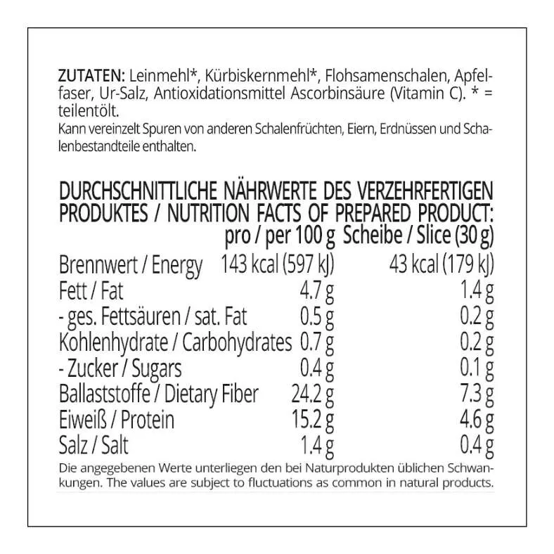 Schwarzbrot low-carb keto glutenfrei paleo VEGAN Eiweissbrot Backmischung ALLERGENFREI