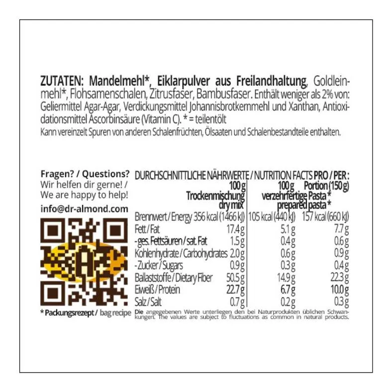 Pastazauber RUSTICALE Pasta Fertigmischung für Nudeln, Spaghetti & Spätzle low carb keto glutenfrei