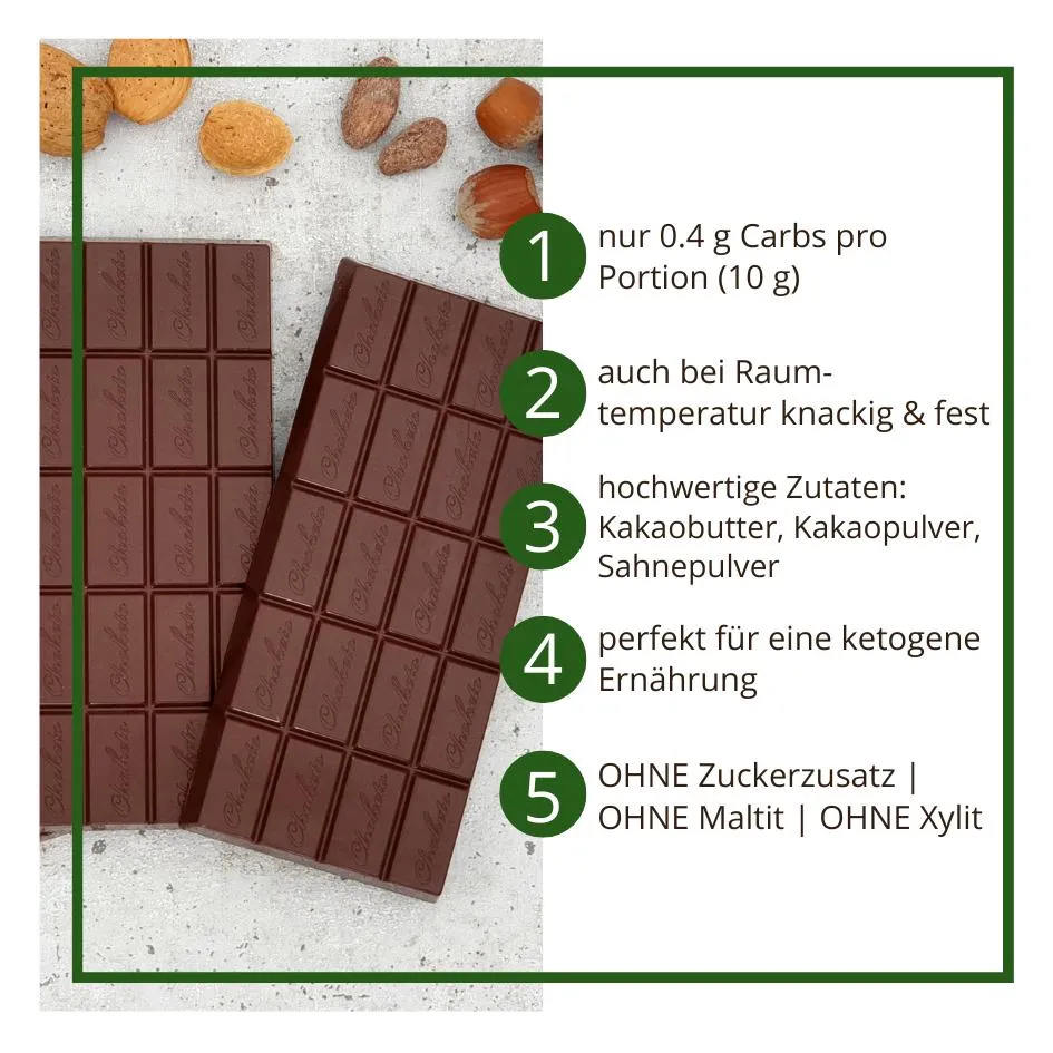 CHOKETO Low Carb & Keto Schokolade MIX-Paket ZARTBITTER – PUR + MANDEL + HASELNUSS – 3 Tafeln – handgemacht