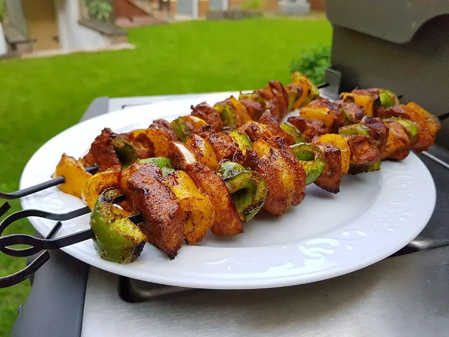 Rezept Karamellisierte Grillspieße mit Low Carb Trockenmarinade glutenfrei