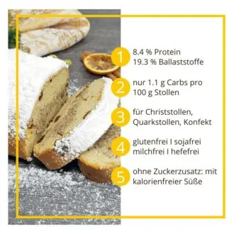 STOLLENZAUBER Backmischung für low carb & glutenfreie Christstollen Weihnachtsstollen sojafrei keto OHNE Zuckerzusatz