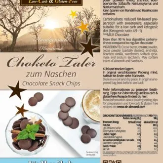 CHOKETO Taler zum Naschen VOLLMILCH - low carb & keto Schokolade - handgemacht - Schokoladenchips Snack zuckerfrei