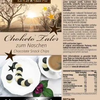 CHOKETO Taler zum Naschen SCHWARZE UND WEISSE SAHNE - low carb & keto Schokolade - handgemacht - Schokoladenchips Snack zuckerfrei
