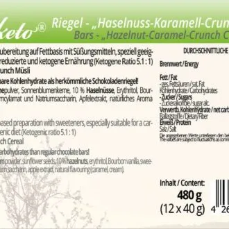Low Carb Schokolade Schokoladenriegel Müsliriegel zuckerfrei keto maltitfrei xylitfrei Diabetikergeeignet
