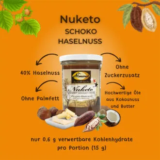 Nuketo SCHOKO-HASELNUSS Gourmet Nougat-Creme low carb keto | ohne Zuckerzusatz | ohne Palmöl