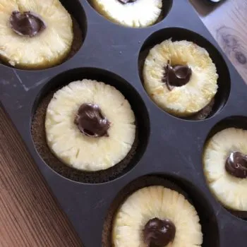 Rezept Ananas-Pancake-Dessert mit Nougatkern lowcarb