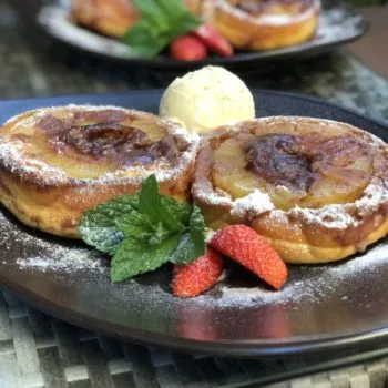 Rezept Ananas-Pancake-Dessert mit Nougatkern lowcarb