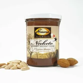 Nuketo-Schoko-Mandel-low-carb-Nougat-Aufstrich-Mandel-Nougat-Creme-keto-palmoelfrei-Glas