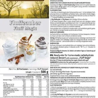 FLUFFZAUBER Fertigmischung für kalorienarmen Eiweiss-Fluff & low carb Baiser – keto, ohne Zuckerzusatz, IMO-frei