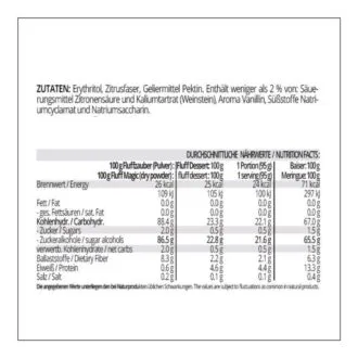 FLUFFZAUBER Fertigmischung für kalorienarmen Eiweiss-Fluff & low carb Baiser – keto, ohne Zuckerzusatz, IMO-frei
