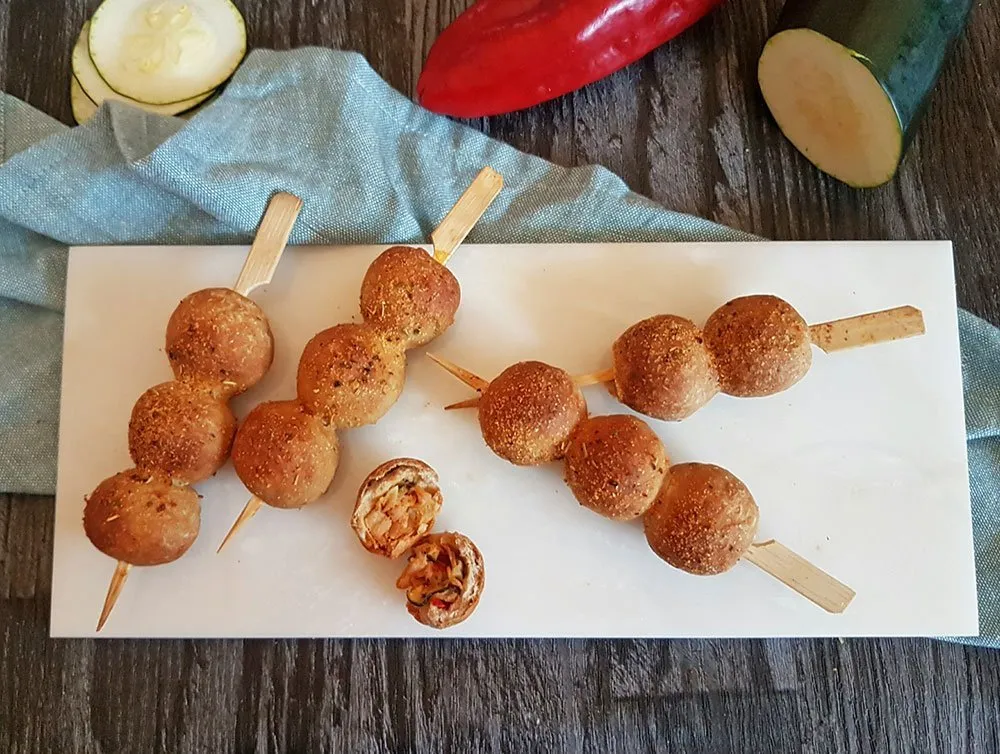 Rezept Gefüllte Brotkugel-Spieße lowcarb glutenfrei