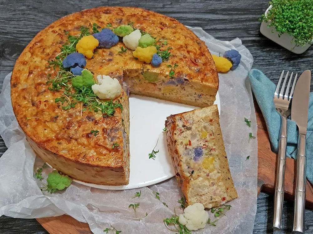Rezept Bunter Blumenkohlkuchen lowcarb keto glutenfrei