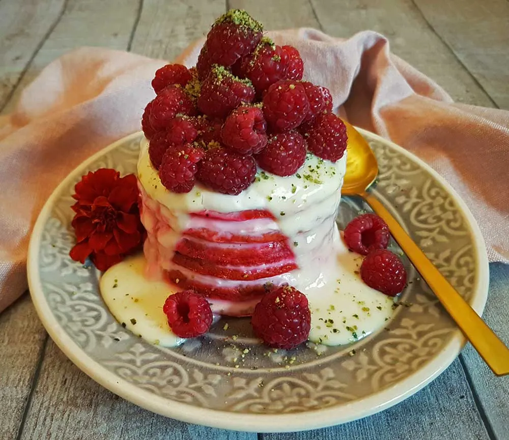 Rezept Rote Beete Himbeer Pancake lowcarb glutenfrei