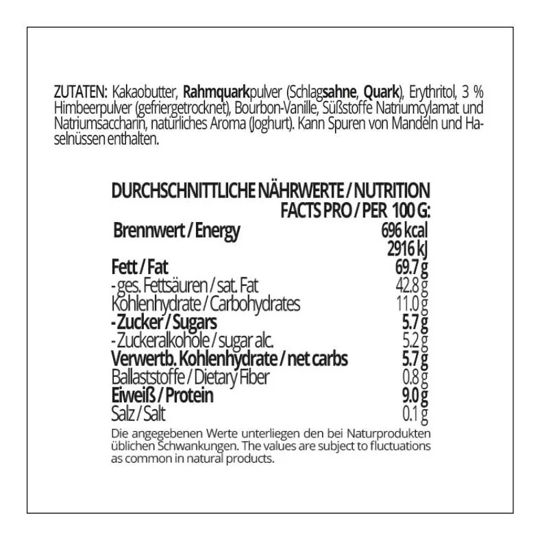 CHOKETO Low Carb & Keto Schokolade HIMBEER-JOGHURT – 3 Tafeln – handgemacht