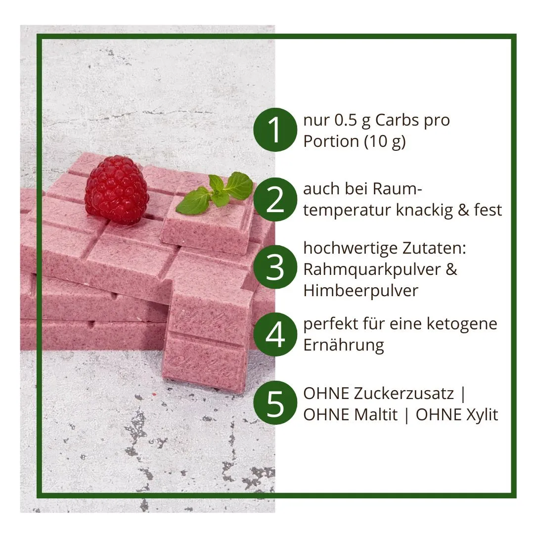 CHOKETO Low Carb & Keto Schokolade HIMBEER-JOGHURT – 3 Tafeln – handgemacht