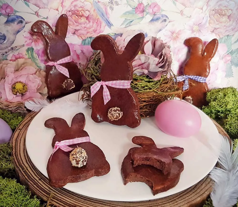 Rezept Schoko Hasen aus Quark Öl Teig lowcarb glutenfrei keto