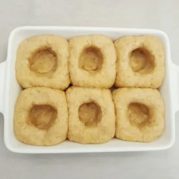 Rezept Pudding Briochebuchteln mit Fruchtcreme und Streuseln lowcarb glutenfrei