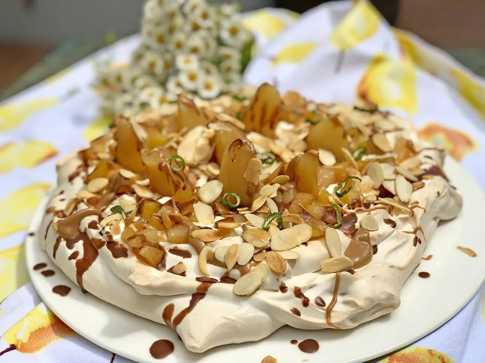 Rezept Apfel Birnen Pavlova lowcarb glutenfrei kalorienarm