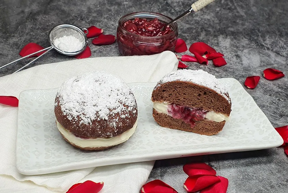 Rezept Schwarzwälder Kirsch Backrohrkrapfen lowcarb glutenfrei keto