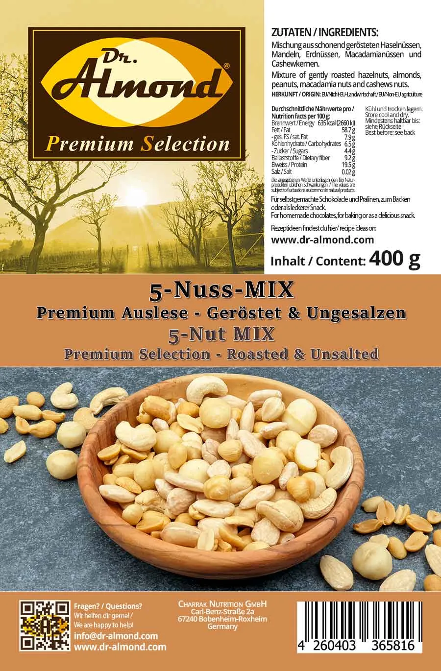 5-Nuss-Mix PREMIUM AUSLESE | Geröstet & Ungesalzen