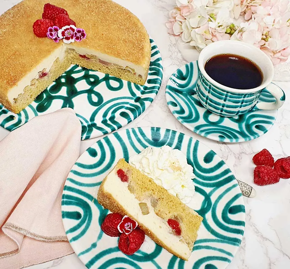 Rezept Himbeer Rhabarber Pudding Kuchen lowcarb glutenfrei keto