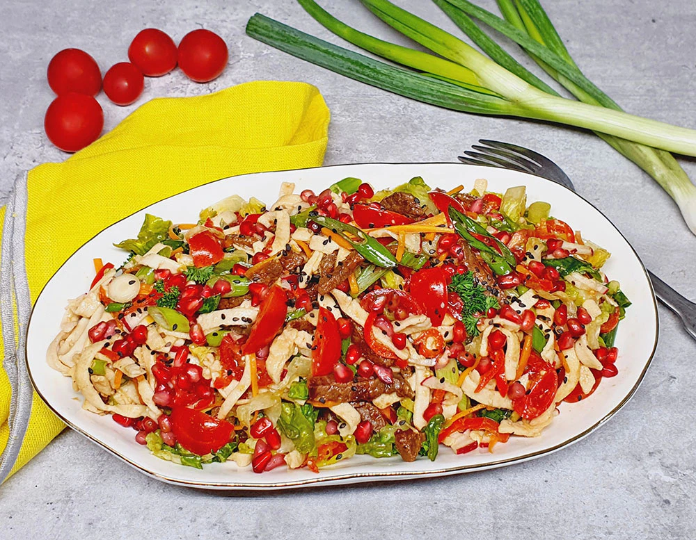 Rezept Bunter Nudel Rindfleisch Salat lowcarb keto glutenfrei