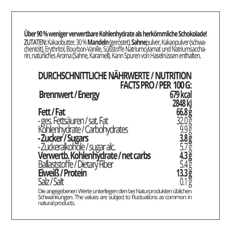 CHOKETO Low Carb & Keto Schokolade KARAMELLMILCH & MANDEL – 3 Tafeln – handgemacht – ohne Zuckerzusatz