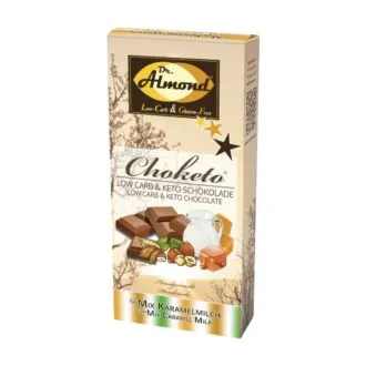 CHOKETO Low Carb & Keto Schokolade MIX KARAMELLMILCH – PUR + MANDEL + HASELNUSS – 3 Tafeln – handgemacht
