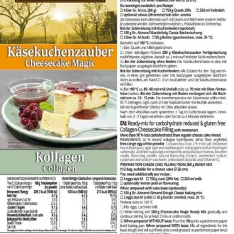 KÄSEKUCHENZAUBER KOLLAGEN Fertigmischung für -Protein-Käsekuchen – low-carb, glutenfrei, sojafrei, keto Käsekuchenhilfe