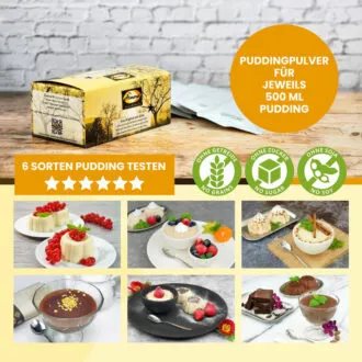 LOW CARB PROBIERBOX 3: Pudding & Grießpudding | mit 6 Probepäckchen zum Testen | glutenfrei keto |ohne Zuckerzusatz | VEGAN