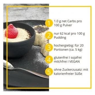 Grießpudding MOHN-VANILLE low-carb glutenfrei keto – Grießbrei ohne Stärke zuckerfrei laktosefrei vegan