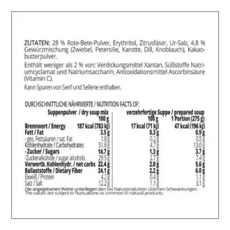 Suppentraum Rote-Bete & Feine Kräuter Tütensuppe low-carb glutenfrei keto vegan