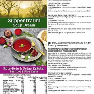Suppentraum Rote-Bete & Feine Kräuter Tütensuppe low-carb glutenfrei keto vegan