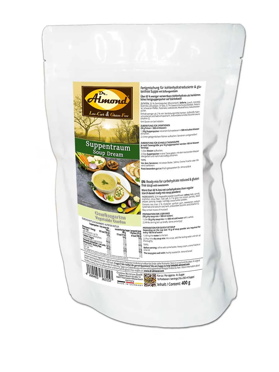 Suppentraum Gemüsegarten Tütensuppe low-carb glutenfrei keto vegan