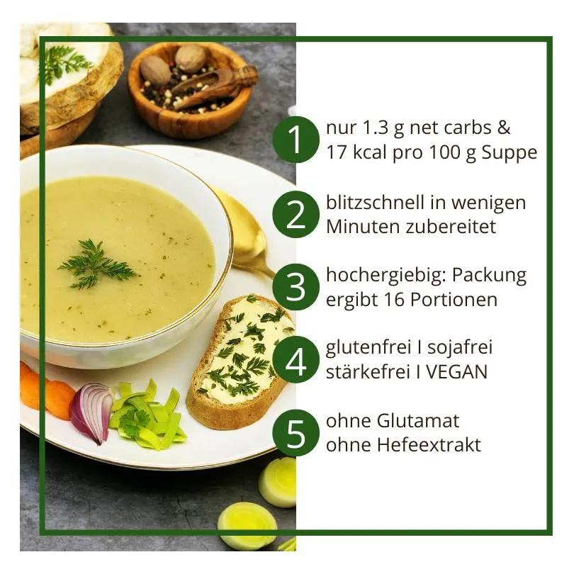 Suppentraum Gemüsegarten Tütensuppe low-carb glutenfrei keto vegan