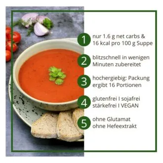 Suppentraum Tomate & Gartenkräuter Tütensuppe low-carb glutenfrei keto vegan