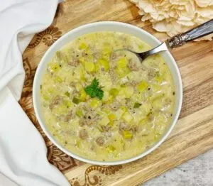 Rezept Hackfleisch Käse Lauch Suppe low carb keto glutenfrei