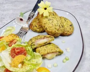 Rezept Zucchini-Laibchen gefüllt mit Schinken & Käse low carb keto glutenfrei